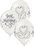 Just Married Swans Schwäne Metallic Pearl 30cm 12" Latex Luftballons Belbal