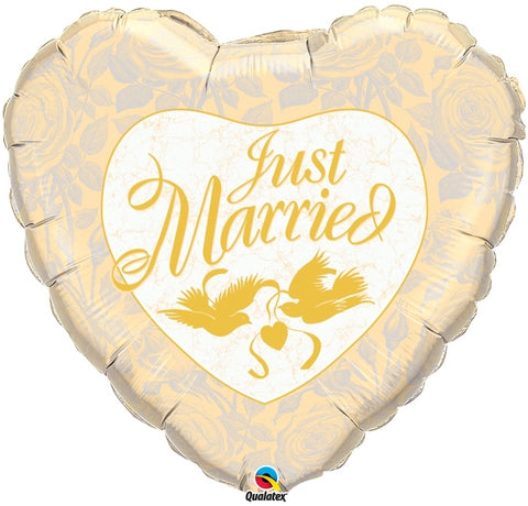 Just married Herz mit Tauben gold - 91cm 36"