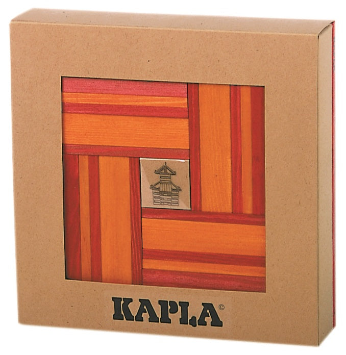 KAPLA® 40 farbige Holzbausteine (rot/orange) und Kunstbuch