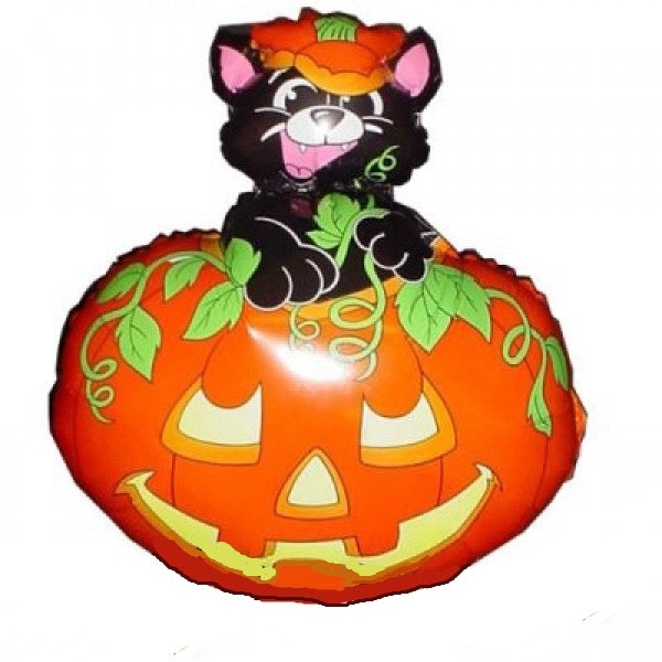 Katze im Kürbis Halloween Folienballon 70cm 28"