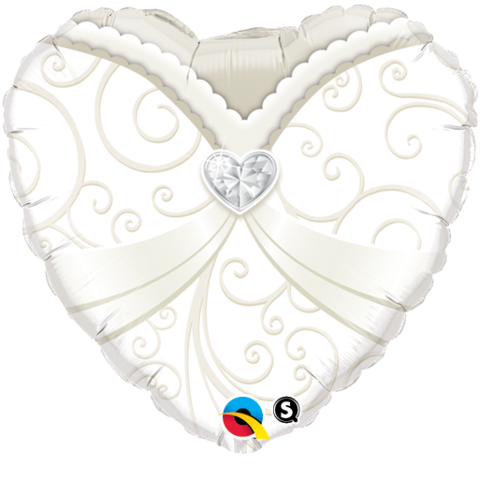 Hochzeitskleid als Herz Folienballon - 46cm 18"