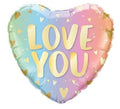 LOVE YOU Pastel Herz Folienballon 45cm 18''