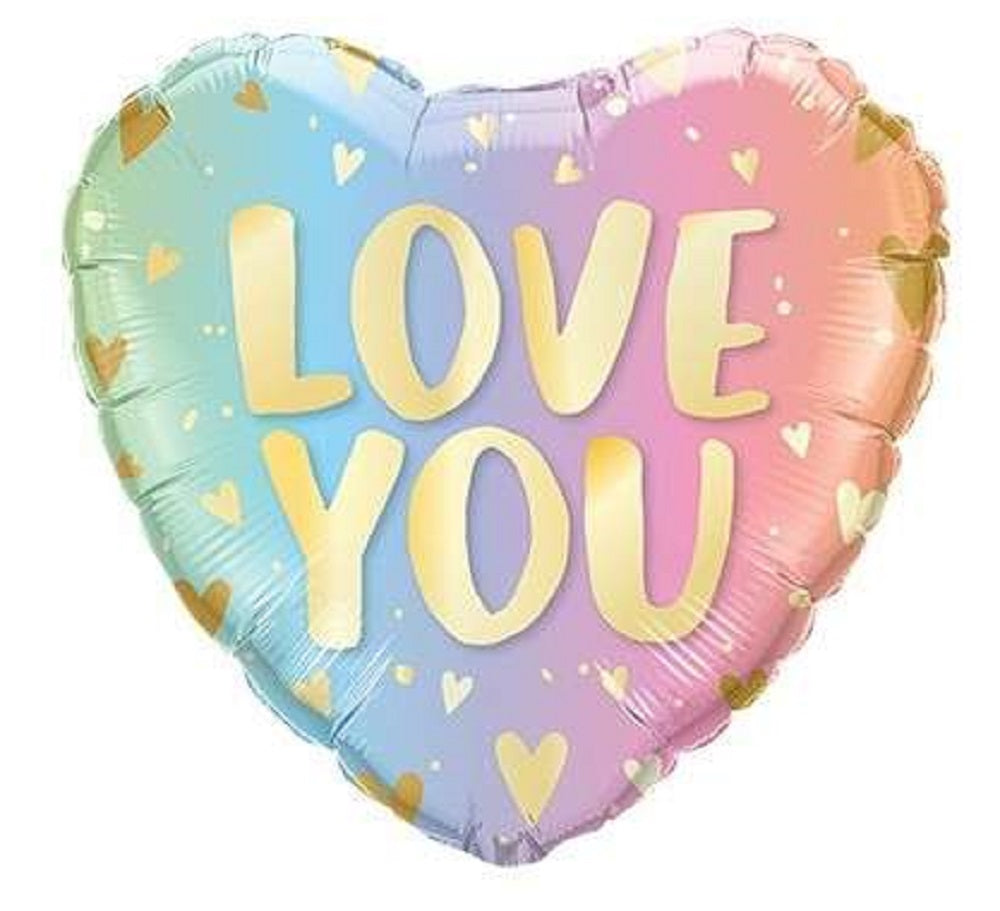 LOVE YOU Pastel Herz Folienballon 45cm 18''