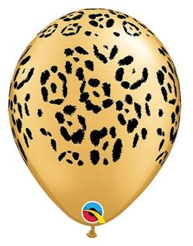 Tierdruck Leopard Spots Gold 27,5cm 11" Latex Luftballons Qualatex