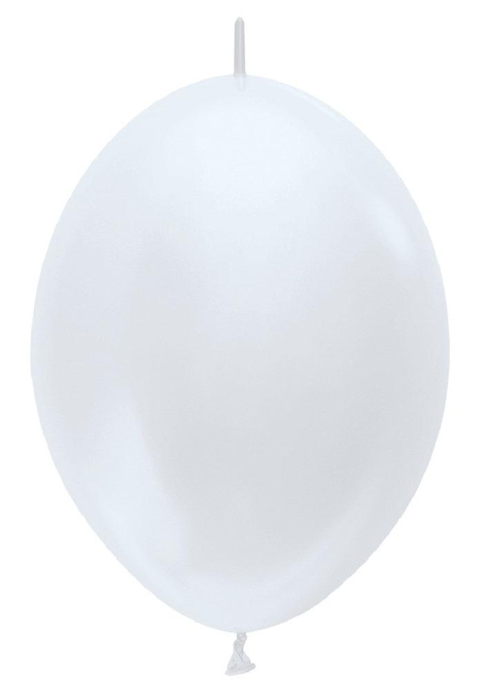 Link o Loon 405 Satin Pearl White (Weiß) 15cm 6" Latex Luftballons Sempertex