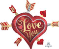 Love You Satin Infused Arrows Herz Folienballon 86 x 71cm