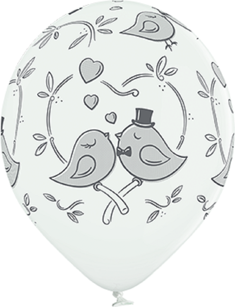 Love Birds Pastel White 30cm 12" Latex Luftballons Belbal
