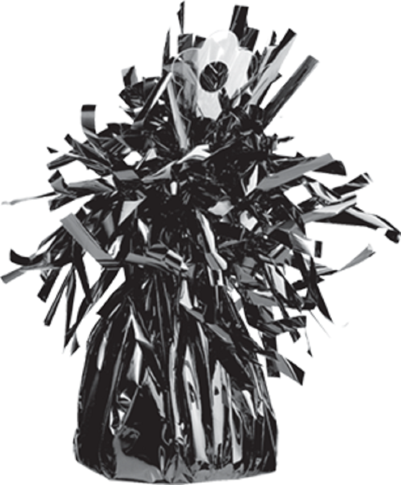 Luftballon Gewicht Fransenkegel Folie Black (Schwarz) 150g 62 mm