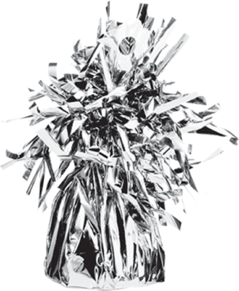 Luftballon Gewicht Fransenkegel Folie Silver (Silber) 150g 62 mm
