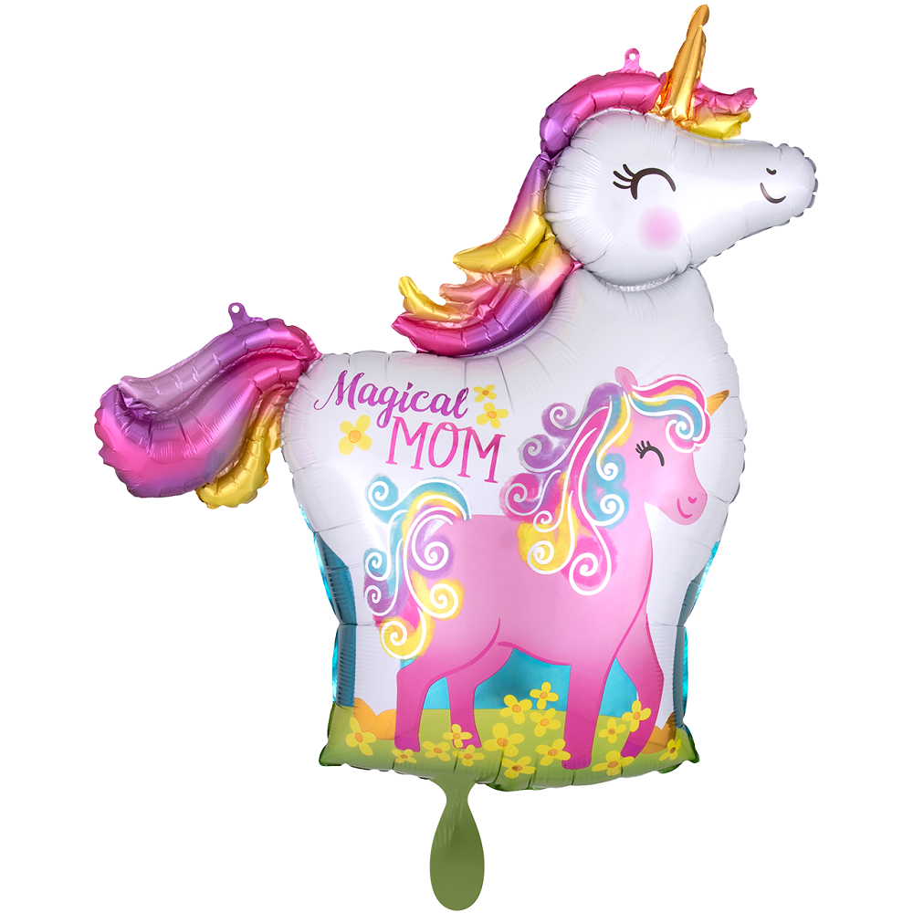 Magical Mom Mama und Baby Einhorn Regenbogen Folienballon 81cm 32''