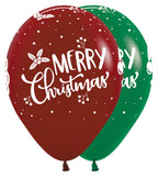 Merry Christmas Happy Santa 30cm 12" Latex Luftballons Sempertex