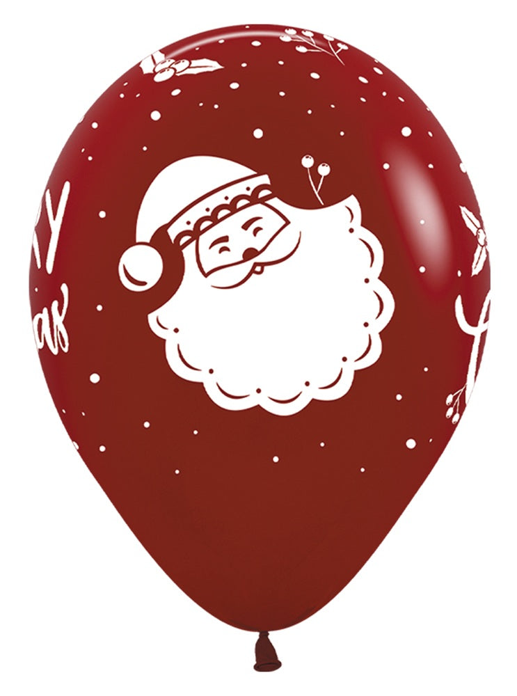 Merry Christmas Happy Santa 30cm 12" Latex Luftballons Sempertex