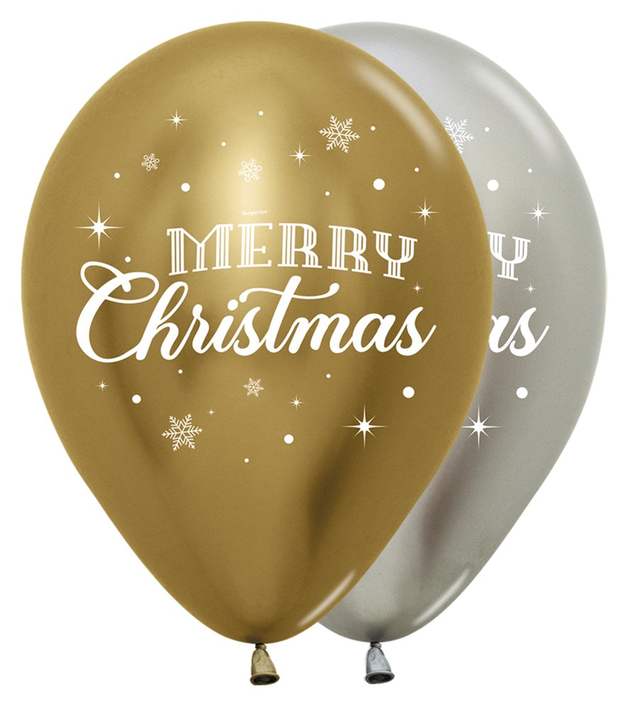 Merry Christmas Winter Reflex Assortment 30cm 12" Latex Luftballons Sempertex