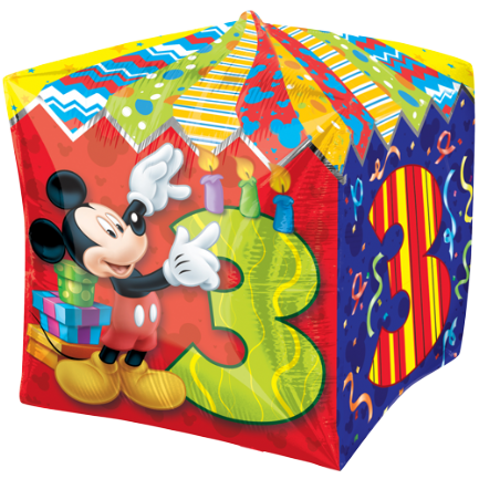 Mickey Maus 3. Geburtstag Cubez Würfel Folienballon - 38 x 38cm