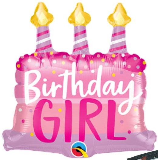 Mini Folienballon Birthday Girl Cake and Candles 36cm 14''