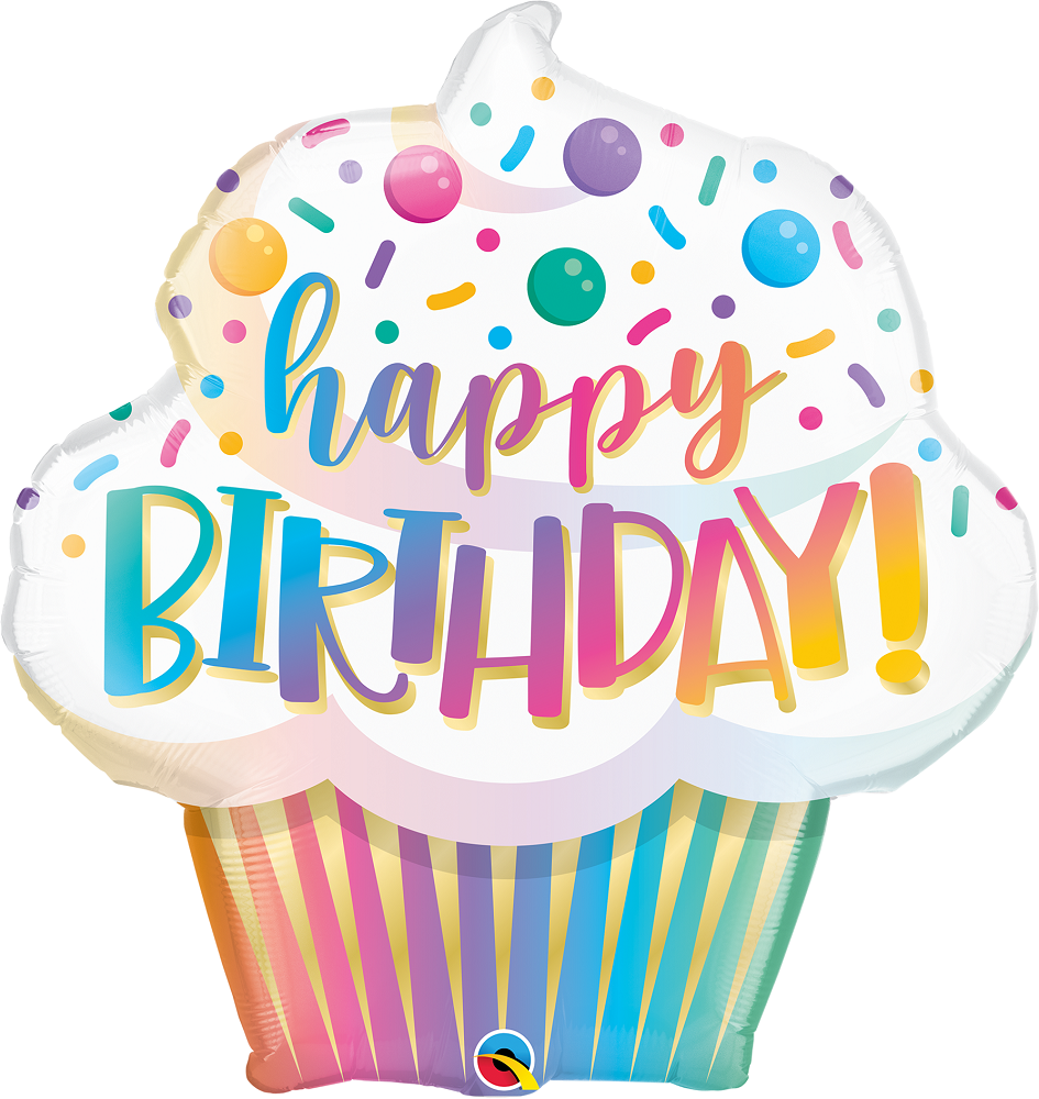 Mini Folienballon Happy Birthday Ombre Cupcake 36cm 14''