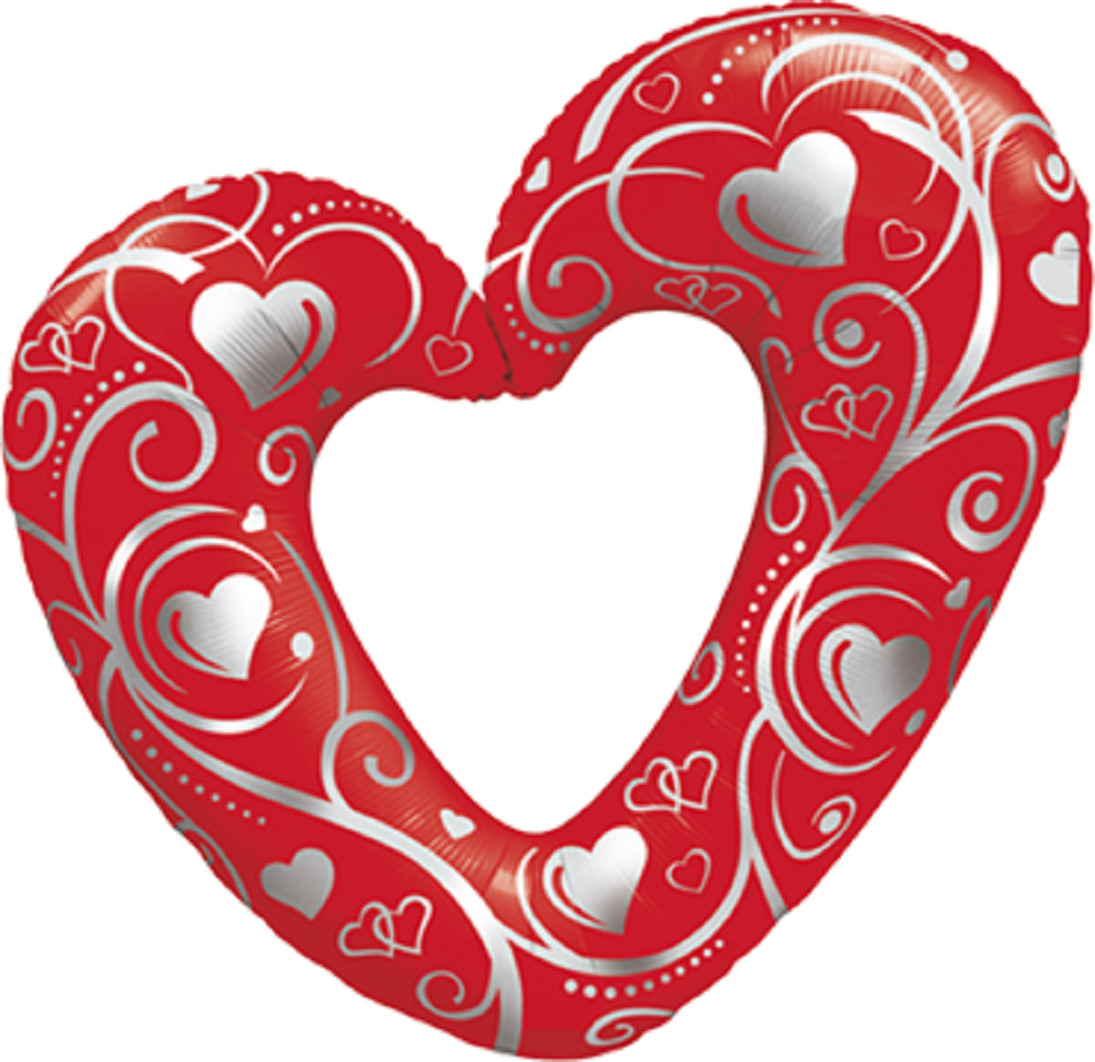 Mini Folienballon Hearts and Filigree Red Herzform Rot 36cm 14''
