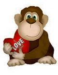 Mini Folienballon Affe mit I Love you Herz 35cm 14"