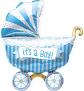 Mini Folienballon Baby Boy Kinderwagen Junge  Buggy Blau 36cm 14"