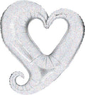 Mini Folienballon Chain of Hearts Holo Silver 35cm