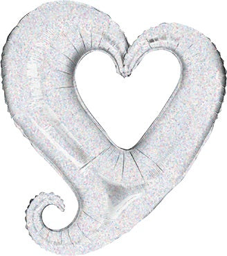 Mini Folienballon Chain of Hearts Holo Silver 35cm