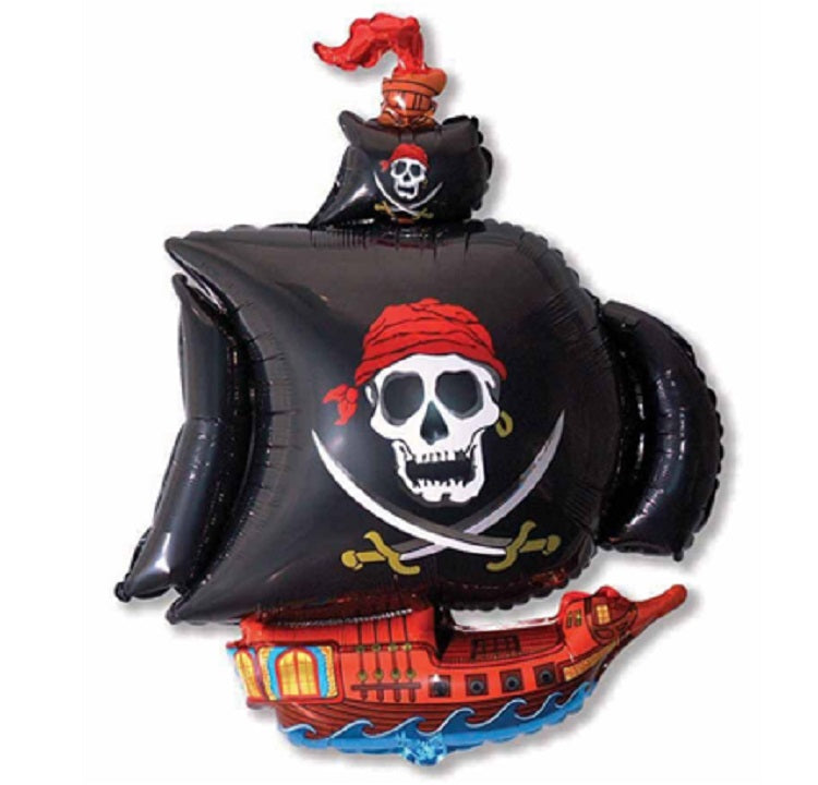 Mini Folienballon Schwarzes Piratenschiff