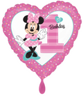 Minnie 1st Birthday Folienballon Herz 43cm 17"