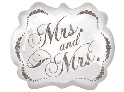 Mrs. and Mrs. Schild Folienballon 63 x 55cm Hochzeit