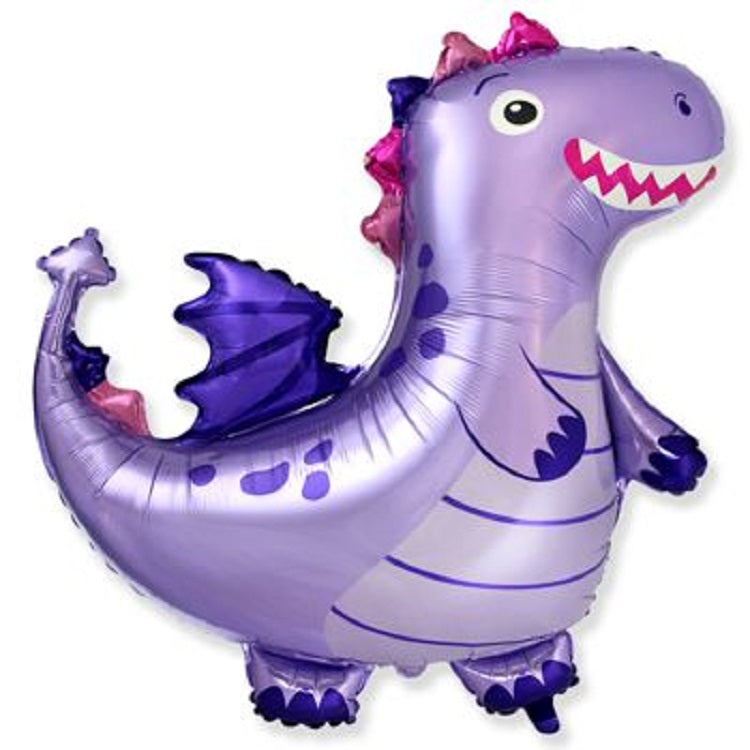 Niedlicher Baby Drache Lila Folienballon 92cm