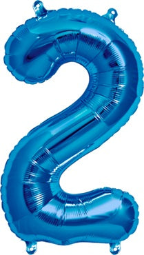 North Star Folienballon Zahl 2 (blau) - 86cm