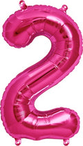 North Star Folienballon Zahl 2 (magenta) - 86cm