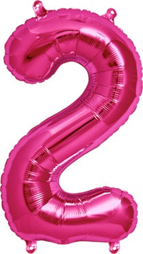 North Star Folienballon Zahl 2 (magenta) - 86cm