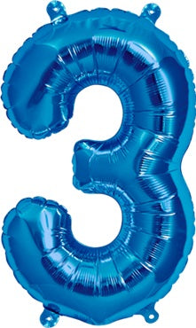 North Star Folienballon Zahl 3 (blau) - 86cm
