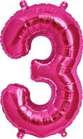 North Star Folienballon Zahl 3 (magenta) - 86cm