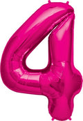 North Star Folienballon Zahl 4 (magenta) - 86cm