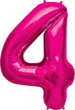 North Star Folienballon Zahl 4 (magenta) - 86cm