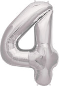 North Star Folienballon Zahl 4 (silber) - 86cm