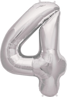 North Star Folienballon Zahl 4 (silber) - 86cm