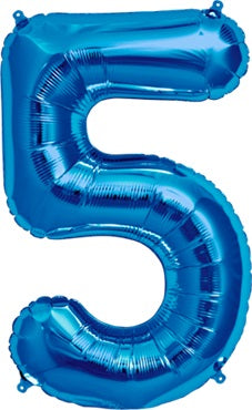 North Star Folienballon Zahl 5 (blau) - 86cm