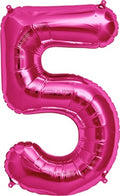 North Star Folienballon Zahl 5 (magenta) - 86cm