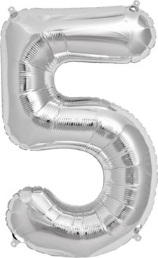 North Star Folienballon Zahl 5 (silber) - 86cm