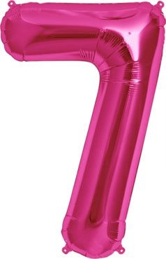 North Star Folienballon Zahl 7 (magenta) - 86cm