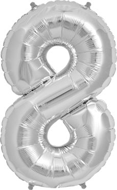 North Star Folienballon Zahl 8 (silber) - 86cm