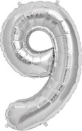 North Star Folienballon Zahl 9 (silber) - 86cm