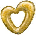 Offenes Marmor Herz Gold Folienballon 107cm 42"