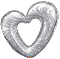 Offenes Marmor Herz Silber Folienballon 107cm 42"