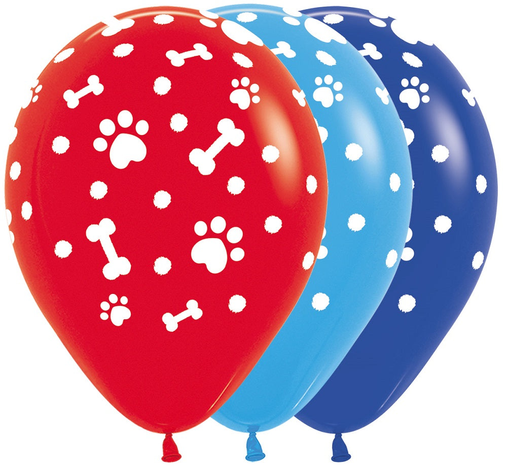 Paw Prints Boy Assortment 30cm 12" Latex Luftballons Sempertex