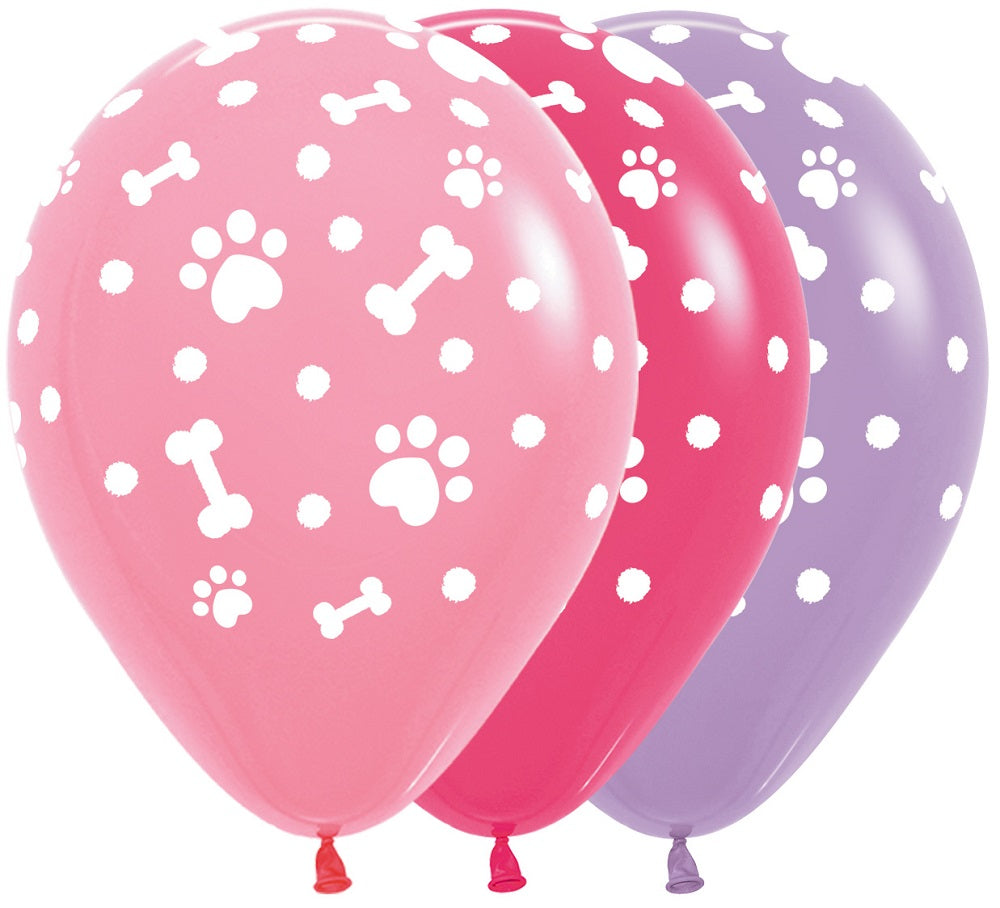 Paw Prints Girl Assortment 30cm 12" Latex Luftballons Sempertex