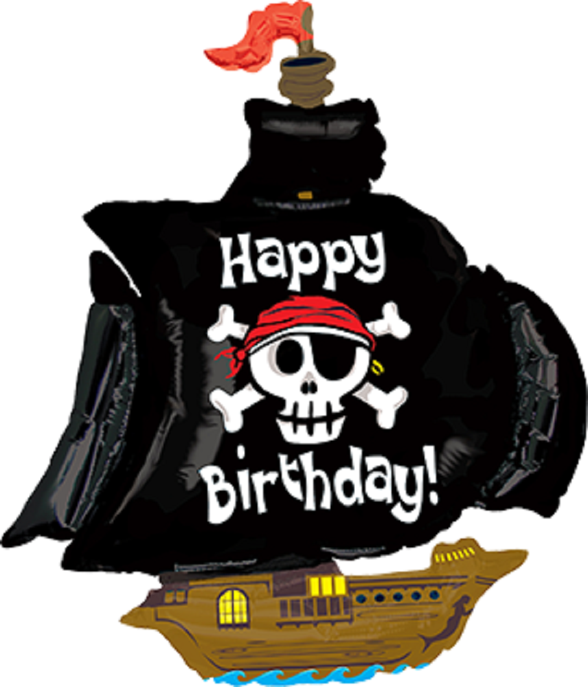 Pirate Ship Happy Birthday Piratenschiff Folienballon - 117cm 46''