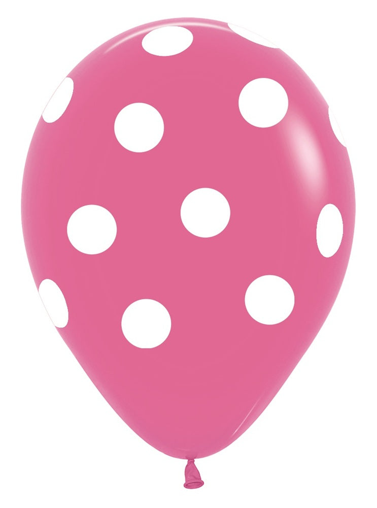 Polka Dots Fashion Fuchsia 30cm 12 Inch Latex Luftballons Sempertex